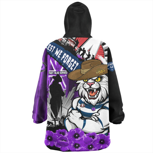 Geelong Cats Snug Hoodie ANZAC Day Honor Purple Valor And Spirit