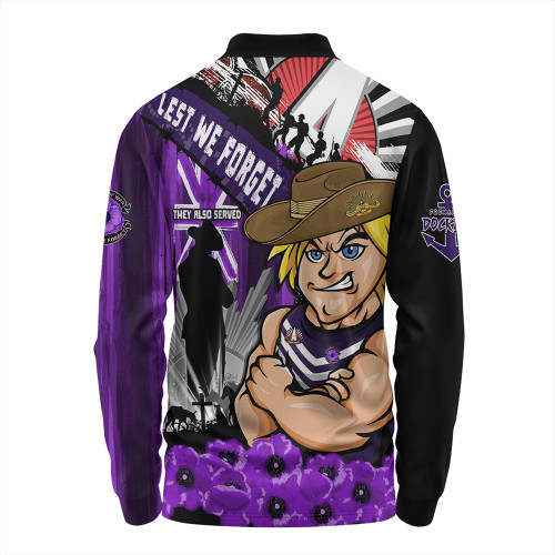 Fremantle Long Sleeve Polo Shirt ANZAC Day Honor Purple Valor And Spirit Fremantle Long Sleeve Polo Shirt ANZAC Day Honor Purple Valor And Spirit