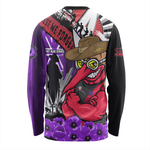 Essendon Long Sleeve T-shirt ANZAC Day Honor Purple Valor And Spirit
