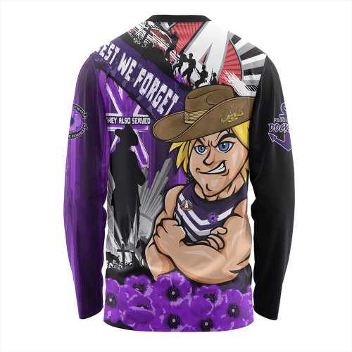 Fremantle Long Sleeve T-shirt ANZAC Day Honor Purple Valor And Spirit