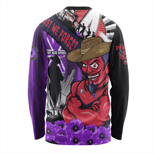 Melbourne Long Sleeve T-shirt ANZAC Day Honor Purple Valor And Spirit Melbourne Long Sleeve T-shirt ANZAC Day Honor Purple Valor And Spirit