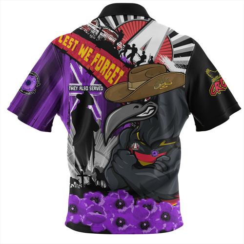 Adelaide Crows Zip Polo Shirt ANZAC Day Honor Purple Valor And Spirit Adelaide Crows Zip Polo Shirt ANZAC Day Honor Purple Valor And Spirit