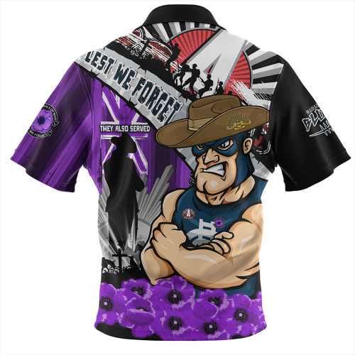 Carlton Zip Polo Shirt ANZAC Day Honor Purple Valor And Spirit Carlton Zip Polo Shirt ANZAC Day Honor Purple Valor And Spirit