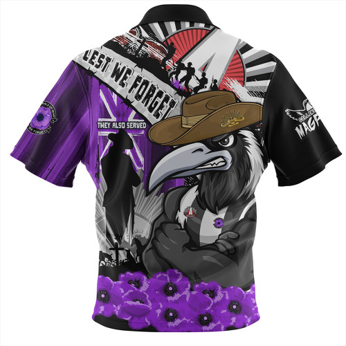 Collingwood Zip Polo Shirt ANZAC Day Honor Purple Valor And Spirit Collingwood Zip Polo Shirt ANZAC Day Honor Purple Valor And Spirit