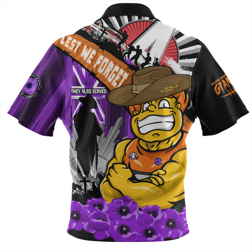 GWS GIANTS Zip Polo Shirt ANZAC Day Honor Purple Valor And Spirit