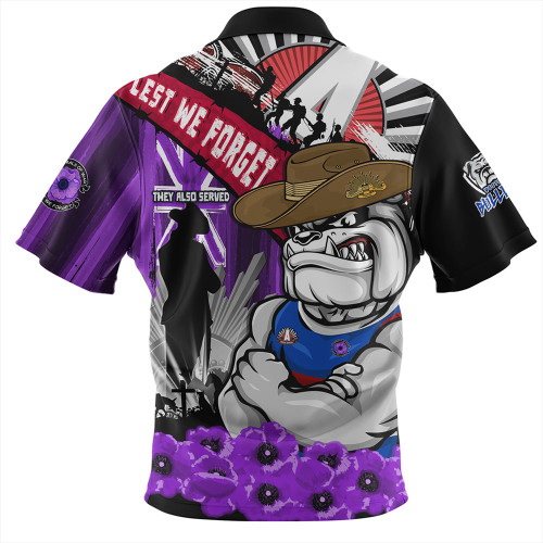 Western Bulldogs Zip Polo Shirt ANZAC Day Honor Purple Valor And Spirit Western Bulldogs Zip Polo Shirt ANZAC Day Honor Purple Valor And Spirit