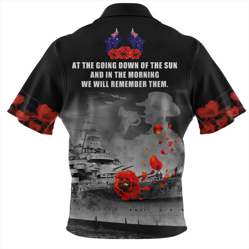 Australia Zip Polo Shirt Anzac Day Guardian Of The Seas Lest We Forget