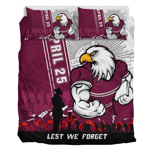 Manly Warringah Sea Eagles Bedding Set Anzac Day Lest We Forget Strong Fighting Spirit