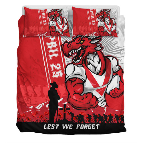 St. George Illawarra Dragons Bedding Set Anzac Day Lest We Forget Strong Fighting Spirit