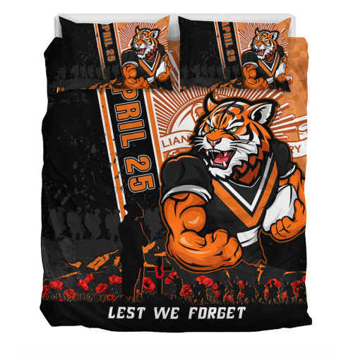 Wests Tigers Bedding Set Anzac Day Lest We Forget Strong Fighting Spirit