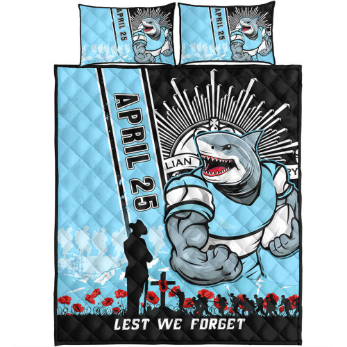 Cronulla-Sutherland Sharks Quilt Bed Set Anzac Day Lest We Forget Strong Fighting Spirit Cronulla-Sutherland Sharks Quilt Bed Set Anzac Day Lest We Forget Strong Fighting Spirit
