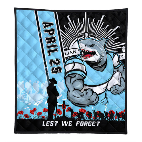Cronulla-Sutherland Sharks Quilt Anzac Day Lest We Forget Strong Fighting Spirit Cronulla-Sutherland Sharks Quilt Anzac Day Lest We Forget Strong Fighting Spirit