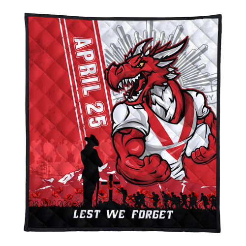 St. George Illawarra Dragons Quilt Anzac Day Lest We Forget Strong Fighting Spirit St. George Illawarra Dragons Quilt Anzac Day Lest We Forget Strong Fighting Spirit