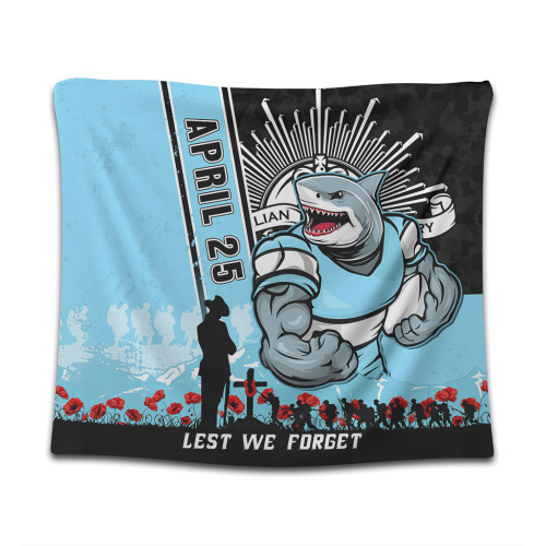 Cronulla-Sutherland Sharks Tapestry Anzac Day Lest We Forget Strong Fighting Spirit Cronulla-Sutherland Sharks Tapestry Anzac Day Lest We Forget Strong Fighting Spirit