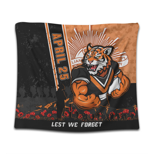 Wests Tigers Tapestry Anzac Day Lest We Forget Strong Fighting Spirit Wests Tigers Tapestry Anzac Day Lest We Forget Strong Fighting Spirit