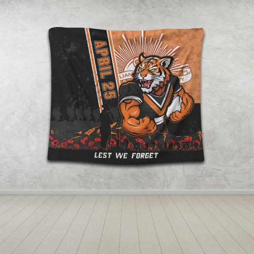 Wests Tigers Tapestry Anzac Day Lest We Forget Strong Fighting Spirit Wests Tigers Tapestry Anzac Day Lest We Forget Strong Fighting Spirit