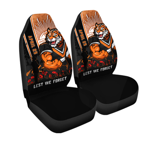 Wests Tigers Car Seat Cover Anzac Day Lest We Forget Strong Fighting Spirit