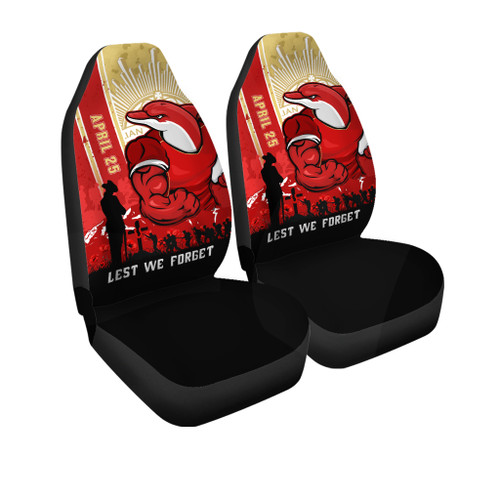 Redcliffe Dolphins Car Seat Cover Anzac Day Lest We Forget Strong Fighting Spirit