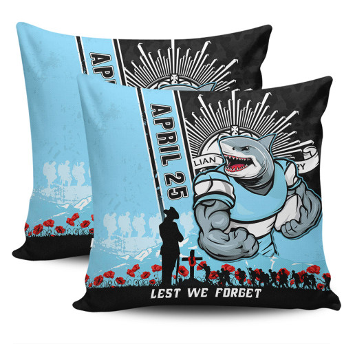 Cronulla-Sutherland Sharks Pillow Cases Anzac Day Lest We Forget Strong Fighting Spirit