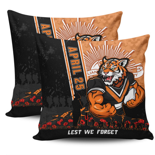 Wests Tigers Pillow Cases Anzac Day Lest We Forget Strong Fighting Spirit