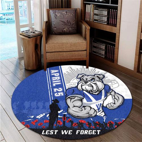 Canterbury-Bankstown Bulldogs Round Rug Anzac Day Lest We Forget Strong Fighting Spirit Canterbury-Bankstown Bulldogs Round Rug Anzac Day Lest We Forget Strong Fighting Spirit