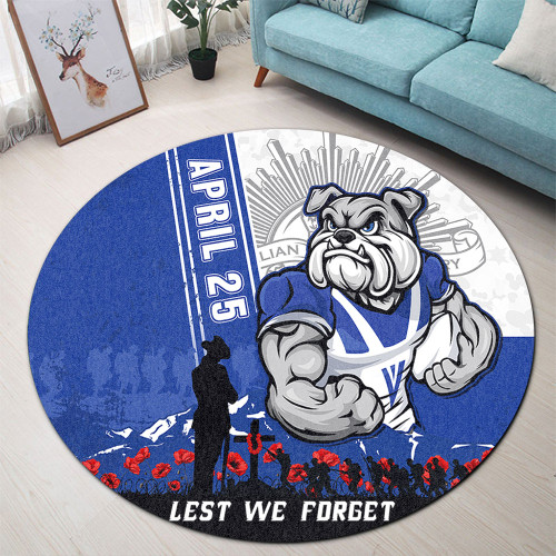 Canterbury-Bankstown Bulldogs Round Rug Anzac Day Lest We Forget Strong Fighting Spirit Canterbury-Bankstown Bulldogs Round Rug Anzac Day Lest We Forget Strong Fighting Spirit