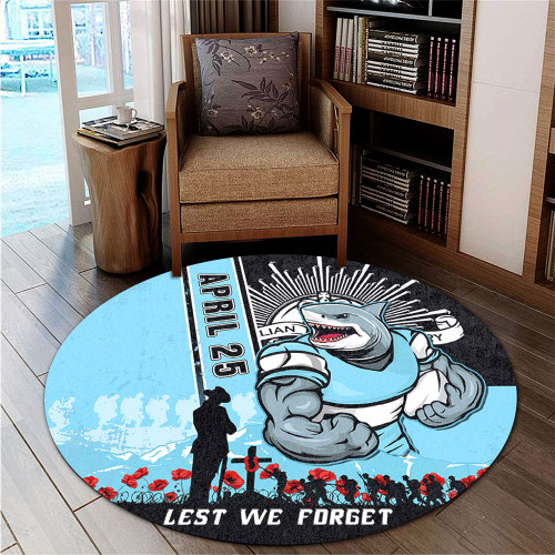 Cronulla-Sutherland Sharks Round Rug Anzac Day Lest We Forget Strong Fighting Spirit