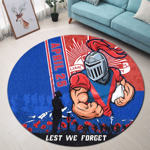 Newcastle Knights Round Rug Anzac Day Lest We Forget Strong Fighting Spirit