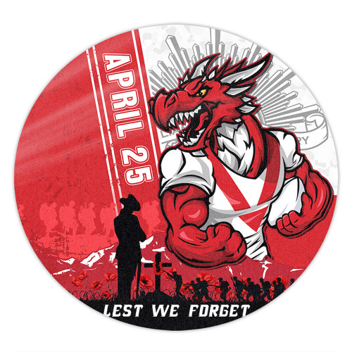 St. George Illawarra Dragons Round Rug Anzac Day Lest We Forget Strong Fighting Spirit