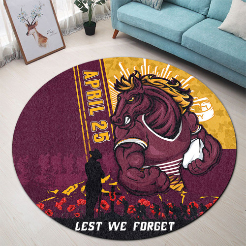 Brisbane Broncos Round Rug Anzac Day Lest We Forget Strong Fighting Spirit
