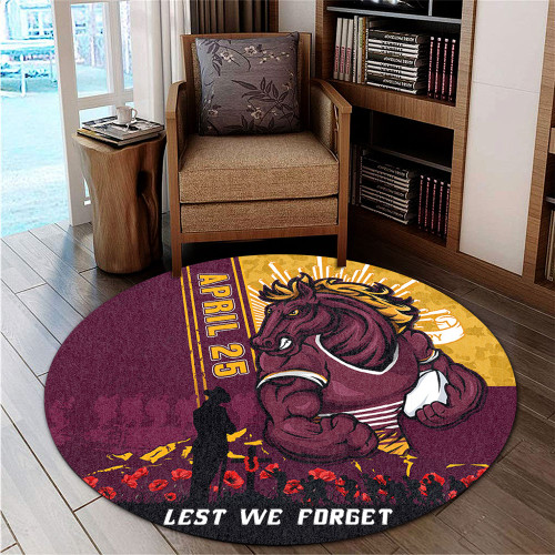 Brisbane Broncos Round Rug Anzac Day Lest We Forget Strong Fighting Spirit