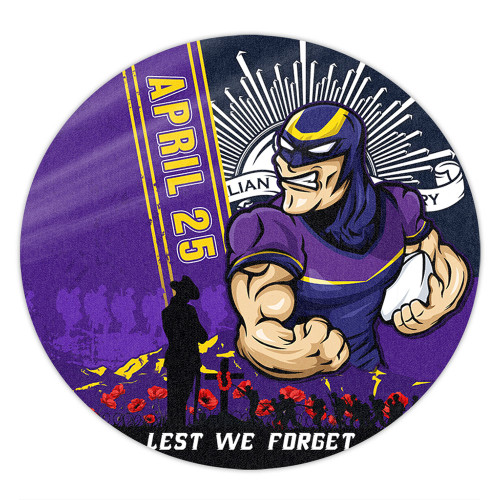 Melbourne Storm Round Rug Anzac Day Lest We Forget Strong Fighting Spirit