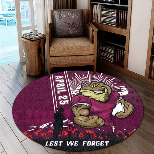 Queensland Maroons Round Rug Anzac Day Lest We Forget Strong Fighting Spirit