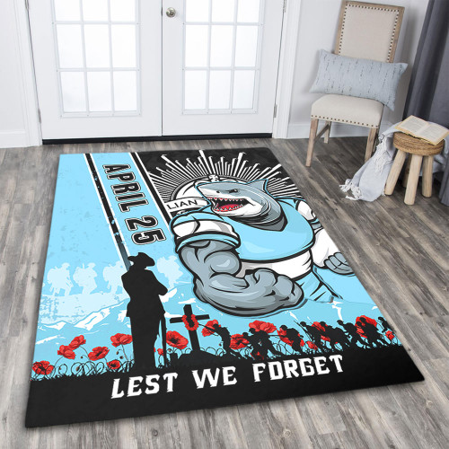 Cronulla-Sutherland Sharks Area Rug Anzac Day Lest We Forget Strong Fighting Spirit