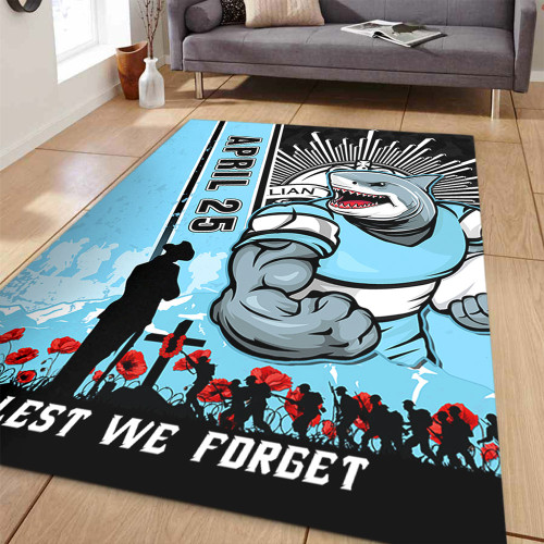 Cronulla-Sutherland Sharks Area Rug Anzac Day Lest We Forget Strong Fighting Spirit