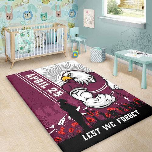 Manly Warringah Sea Eagles Area Rug Anzac Day Lest We Forget Strong Fighting Spirit