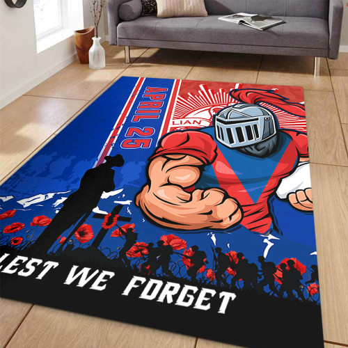 Newcastle Knights Area Rug Anzac Day Lest We Forget Strong Fighting Spirit