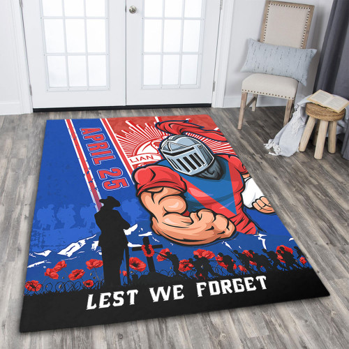Newcastle Knights Area Rug Anzac Day Lest We Forget Strong Fighting Spirit
