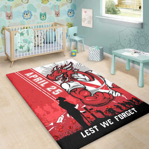 St. George Illawarra Dragons Area Rug Anzac Day Lest We Forget Strong Fighting Spirit