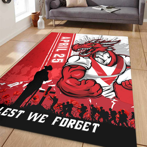 St. George Illawarra Dragons Area Rug Anzac Day Lest We Forget Strong Fighting Spirit