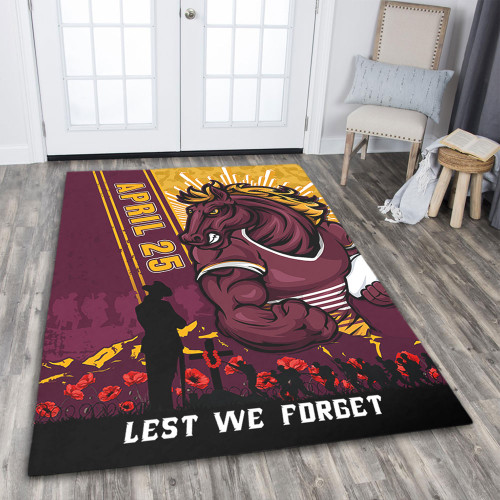 Brisbane Broncos Area Rug Anzac Day Lest We Forget Strong Fighting Spirit