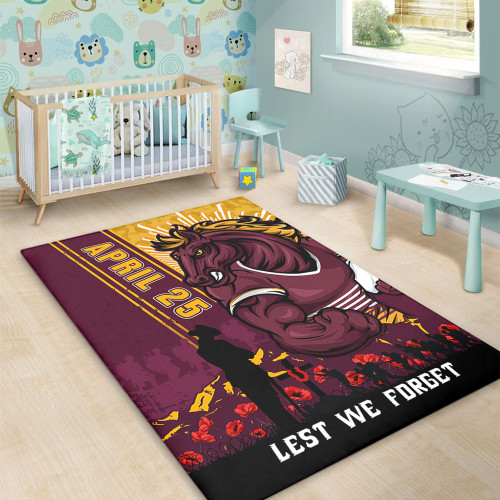 Brisbane Broncos Area Rug Anzac Day Lest We Forget Strong Fighting Spirit