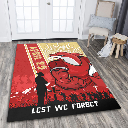 Redcliffe Dolphins Area Rug Anzac Day Lest We Forget Strong Fighting Spirit