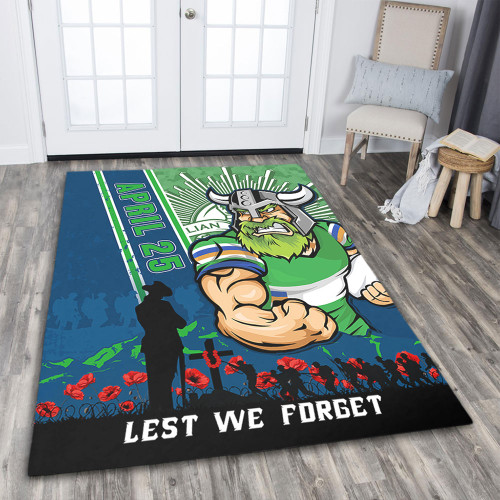 Canberra Raiders Area Rug Anzac Day Lest We Forget Strong Fighting Spirit