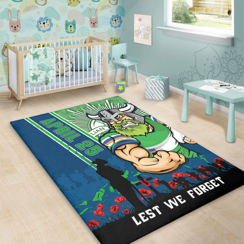 Canberra Raiders Area Rug Anzac Day Lest We Forget Strong Fighting Spirit