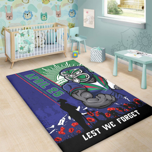 New Zealand Warriors Area Rug Anzac Day Lest We Forget Strong Fighting Spirit
