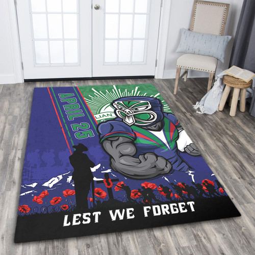New Zealand Warriors Area Rug Anzac Day Lest We Forget Strong Fighting Spirit
