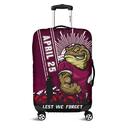 Queensland Maroons Luggage Cover Anzac Day Lest We Forget Strong Fighting Spirit