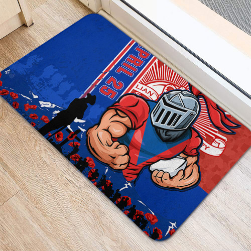 Newcastle Knights Doormat Anzac Day Lest We Forget Strong Fighting Spirit