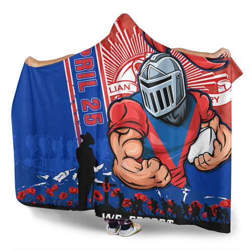 Newcastle Knights Hooded Blanket Anzac Day Lest We Forget Strong Fighting Spirit
